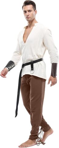Mens Pirate Renaissance Costume Set Pirate Shirt Sleeve Medieval Viking Gothic Celtic Pirate Vest for Men in Saudi Arabia