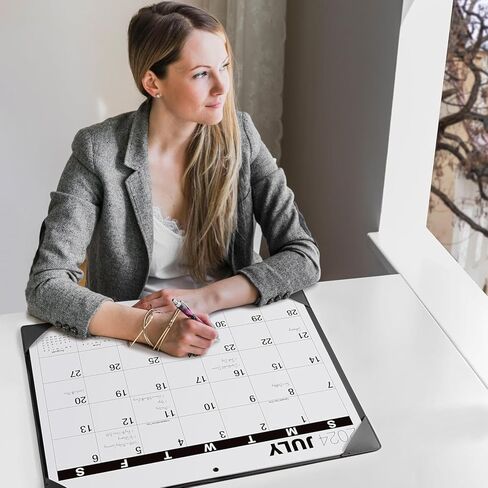 Nekmit Desk Calendar 2025-2026, Large Print Desk Calendar 2025-2026 with Desktop Mat, 21" x 16.5", Runs From January 2025 to June 2026, Big Calendar for Home and Office, Black (Black(JAN 2025 - JUN 2026)) in Kuwait