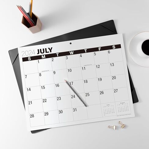 Nekmit Desk Calendar 2025-2026, Large Print Desk Calendar 2025-2026 with Desktop Mat, 21" x 16.5", Runs From January 2025 to June 2026, Big Calendar for Home and Office, Black (Black(JAN 2025 - JUN 2026)) in Kuwait