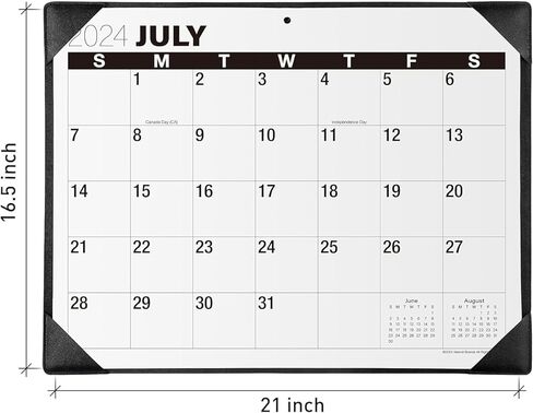 Nekmit Desk Calendar 2025-2026, Large Print Desk Calendar 2025-2026 with Desktop Mat, 21" x 16.5", Runs From January 2025 to June 2026, Big Calendar for Home and Office, Black (Black(JAN 2025 - JUN 2026)) in Kuwait