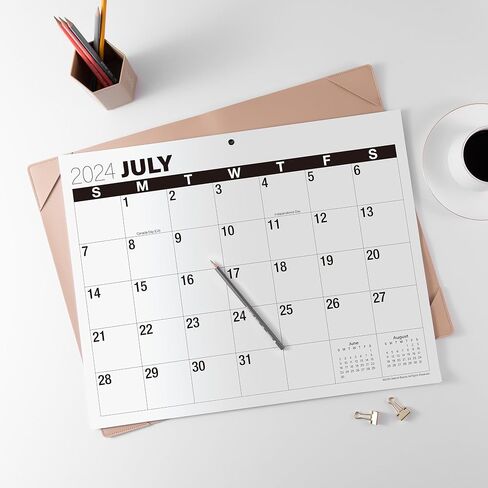 تقويم مكتب Nekmit يوليو 2024-2025، تقويم مكتب طباعة كبير 2024-2025 مع حصيرة سطح المكتب، 21 بوصة × 16.5 بوصة، يمتد من يوليو 2024 إلى ديسمبر 2025، تقويم كبير للمنزل والمكتب، أسود in Kuwait