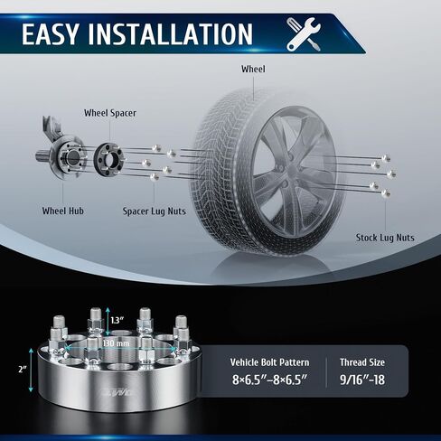فواصل عجلات Orion Motor Tech 8x6.5، محولات عجلات 2 بوصة مع مسامير متوافقة مع 1994-2011 Dodge Ram 2500 3500 1988-1998 Ford F250 F350، طقم فاصل عجلة 8x165.1 مع تجويف محور 130 مم، مجموعة من 4 in Saudi Arabia