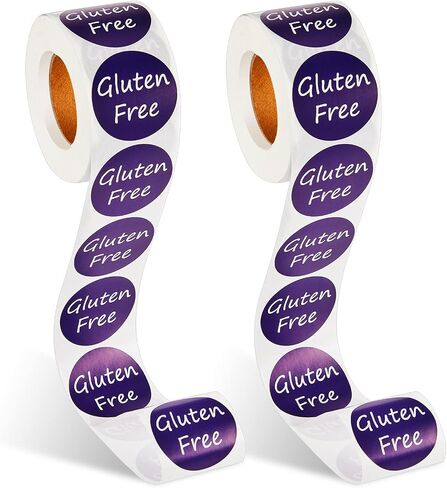 Zonon 1000 Pieces 2 Roll Gluten Free Stickers Labels for Food with Self Adhesive Seals 1.5 Inch Gluten Food Rotating Label Stickers for Containers Jars Glass Bottle Envelopes Bread Bags, 500 Pcs/Roll in Saudi Arabia