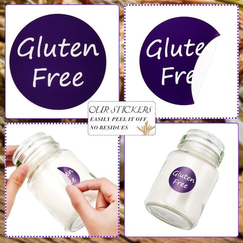 Zonon 1000 Pieces 2 Roll Gluten Free Stickers Labels for Food with Self Adhesive Seals 1.5 Inch Gluten Food Rotating Label Stickers for Containers Jars Glass Bottle Envelopes Bread Bags, 500 Pcs/Roll in Saudi Arabia