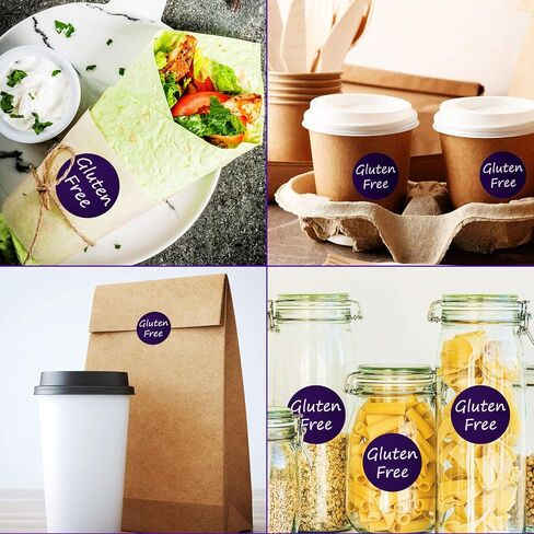 Zonon 1000 Pieces 2 Roll Gluten Free Stickers Labels for Food with Self Adhesive Seals 1.5 Inch Gluten Food Rotating Label Stickers for Containers Jars Glass Bottle Envelopes Bread Bags, 500 Pcs/Roll in Saudi Arabia