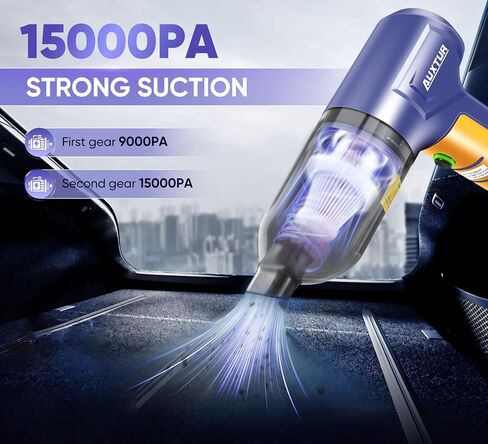 Car Vacuum Cleaner High Power|3 in 1 Portable Cordless Handheld Vacuum|15000PA Brushless Motor|Super Suction Mini Car Vacuum with Super Endurance for Car and Home in Kuwait