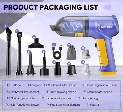 Car Vacuum Cleaner High Power|3 in 1 Portable Cordless Handheld Vacuum|15000PA Brushless Motor|Super Suction Mini Car Vacuum with Super Endurance for Car and Home in Kuwait