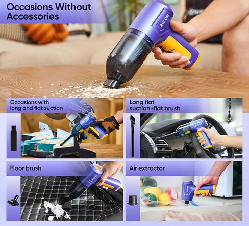 Car Vacuum Cleaner High Power|3 in 1 Portable Cordless Handheld Vacuum|15000PA Brushless Motor|Super Suction Mini Car Vacuum with Super Endurance for Car and Home in Kuwait