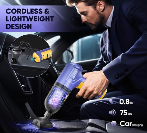 Car Vacuum Cleaner High Power|3 in 1 Portable Cordless Handheld Vacuum|15000PA Brushless Motor|Super Suction Mini Car Vacuum with Super Endurance for Car and Home in Kuwait
