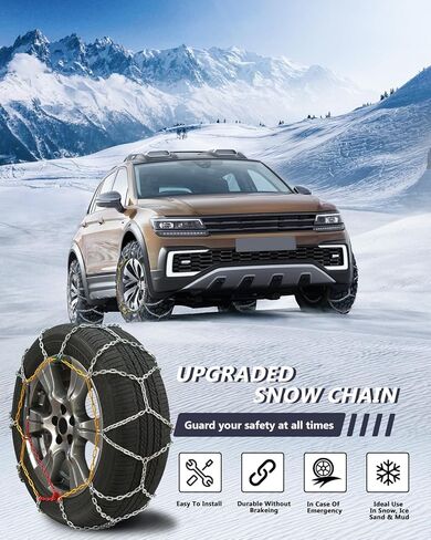سلاسل الثلج SCITOO KN140 سريعة التركيب وسهلة، سلسلة جر الإطارات لشاحنات التقاط السيارات SUV، عرض إطار سميك للطوارئ عالمي قابل للتعديل 235 245 255 265 275 (15 بوصة 16 بوصة 17 بوصة 18 بوصة 19 بوصة 20 بوصة)-مجموعة من 2 in Saudi Arabia