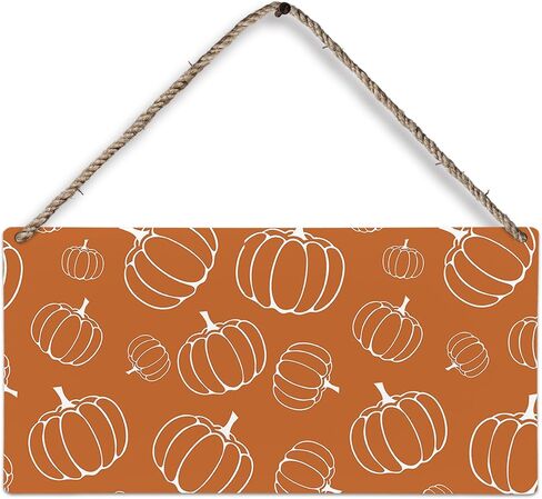 سقوط ديكور اليقطين، سقوط البرتقال اليقطين الخريف حصاد الشكر الخشب شنقا علامة اللوحة، سقوط الباب شماعات، سقوط الخريف جدار الباب شنقا الزينة للمنزل، 12x6 بوصة in Kuwait