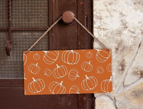 سقوط ديكور اليقطين، سقوط البرتقال اليقطين الخريف حصاد الشكر الخشب شنقا علامة اللوحة، سقوط الباب شماعات، سقوط الخريف جدار الباب شنقا الزينة للمنزل، 12x6 بوصة in Kuwait
