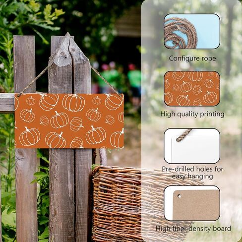 سقوط ديكور اليقطين، سقوط البرتقال اليقطين الخريف حصاد الشكر الخشب شنقا علامة اللوحة، سقوط الباب شماعات، سقوط الخريف جدار الباب شنقا الزينة للمنزل، 12x6 بوصة in Kuwait