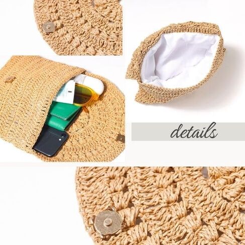 Straw Bag Women's Handwoven Envelope Style Summer Beach Purse Chic and Woven Wallet (TROY), Brown in Saudi Arabia