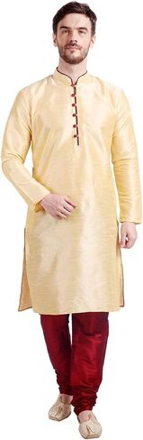 Maple Clothing Art Silk Men's Kurta Pajama Set Indian Wedding Party Wear in Kuwait
