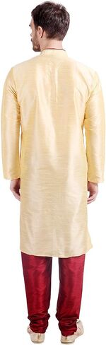 Maple Clothing Art Silk Men's Kurta Pajama Set Indian Wedding Party Wear in Kuwait