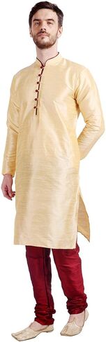 Maple Clothing Art Silk Men's Kurta Pajama Set Indian Wedding Party Wear in Kuwait