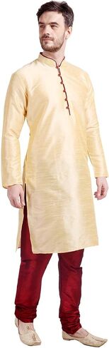 Maple Clothing Art Silk Men's Kurta Pajama Set Indian Wedding Party Wear in Kuwait