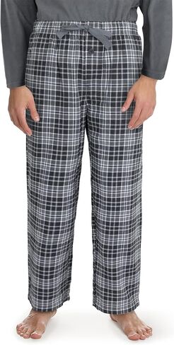 Fruit of the Loom Men’s Pajama Set With Flannel Pants & Micro Fleece Crew 2-Piece Comfortable Men’s Loungewear Set With Long Pants & T-Shirt- Soft, Warm & Breathable Sleep Set For Men Grey in Saudi Arabia