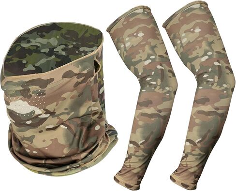 LOOGU Sun Protection Cooling Arm Sleeves UPF 50+ Ice Silk Neck Gaiter Camo All Weather Hunting Fishing Hiking Cycling in Saudi Arabia
