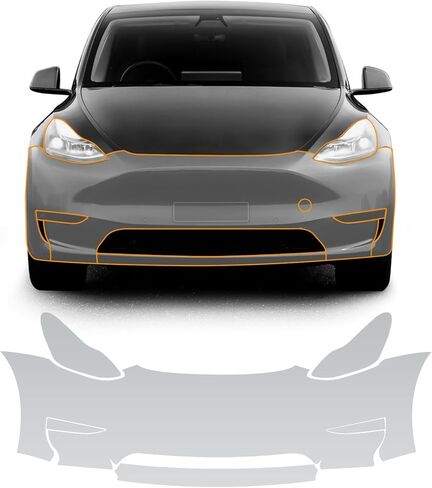 for Tesla Model Y 2020-2023 PPF Precut Gloss Clear 8.5Mil Car Paint Protective Film Self Healing TPU HD Film Scratch Protector Exterior Accessories (Front Bars + Headlights 7Pcs) in Saudi Arabia
