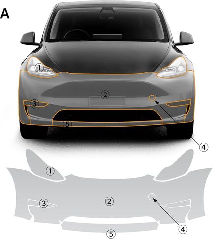 for Tesla Model Y 2020-2023 PPF Precut Gloss Clear 8.5Mil Car Paint Protective Film Self Healing TPU HD Film Scratch Protector Exterior Accessories (Front Bars + Headlights 7Pcs) in Saudi Arabia