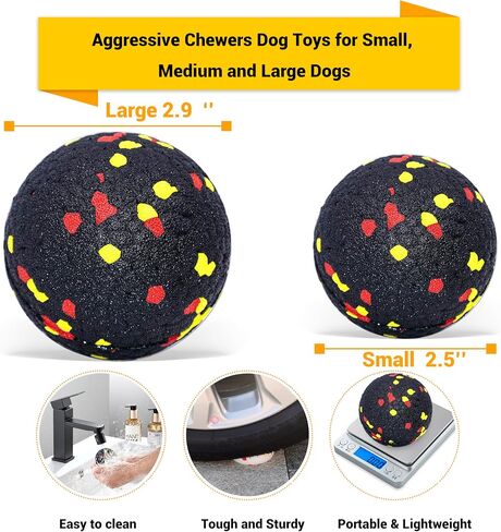 Dog Balls Toys for Aggressive Chewers, Indestructible Durable Bouncy Floating Balls for Dogs to Fetch, Durable Solid Rubber Ball for Training Dog(4 PCS) in Saudi Arabia