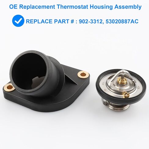 Thermostat Housing Assembly Replace 902-3312, 53020887AC Compatible with Dodge Jeep 3.7 4.7L - 2000-2010 Dakota, 2002-2010 Ram 1500, 1999-2010 Grand Cherokee, 2002-2012 Liberty, 00-09 Durango, More in Kuwait