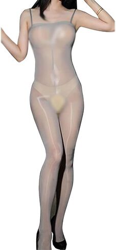 Women Men Sexy 8D Oil Shiny Glossy Bodystocking Nylon Sheer Bodysuit Catsuit with Adjustable Shoulder Straps in Saudi Arabia