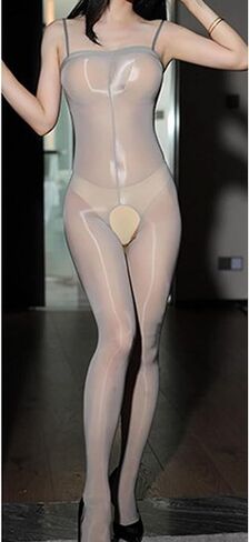Women Men Sexy 8D Oil Shiny Glossy Bodystocking Nylon Sheer Bodysuit Catsuit with Adjustable Shoulder Straps in Saudi Arabia