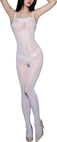Women Men Sexy 8D Oil Shiny Glossy Bodystocking Nylon Sheer Bodysuit Catsuit with Adjustable Shoulder Straps in Saudi Arabia