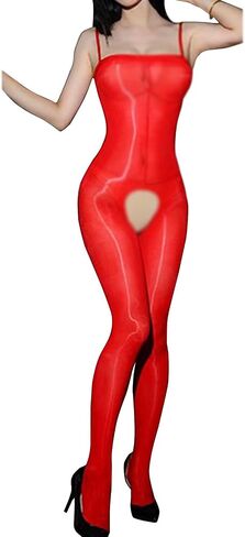 Women Men Sexy 8D Oil Shiny Glossy Bodystocking Nylon Sheer Bodysuit Catsuit with Adjustable Shoulder Straps in Saudi Arabia