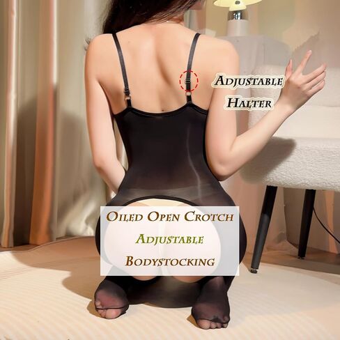 Body Stockings For Women Sexy Adjustable Halter Bodystocking Nylon Full Body Stocking Shiny Pantyhose in Saudi Arabia