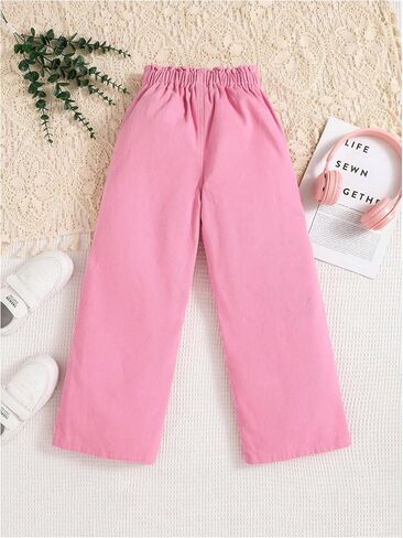 SweatyRocks Girl's Casual Elastic High Waist Wide Leg Jeans Button Front Pockets Denim Pants in Saudi Arabia