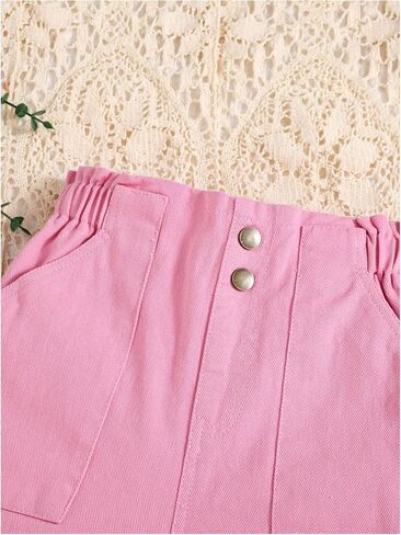 SweatyRocks Girl's Casual Elastic High Waist Wide Leg Jeans Button Front Pockets Denim Pants in Saudi Arabia