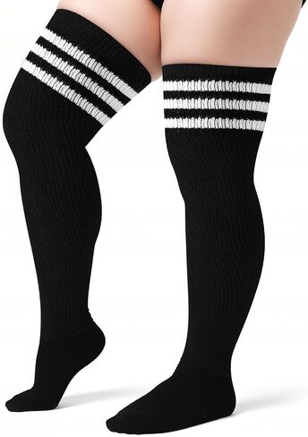 Plus Size Thigh High Socks for Thick Thighs, Extra Long Striped Thigh High Socks for Women in Saudi Arabia