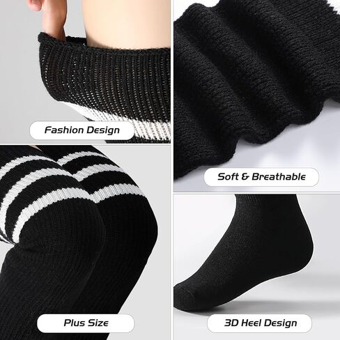 Plus Size Thigh High Socks for Thick Thighs, Extra Long Striped Thigh High Socks for Women in Saudi Arabia
