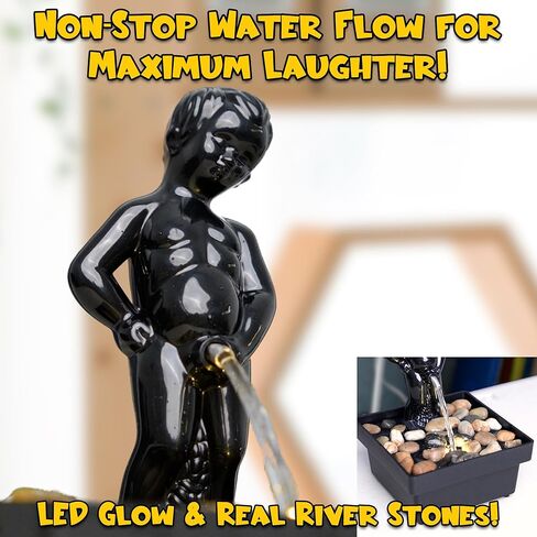 Funwares Peeing Boy Fountain من Island Dogs، نافورة مياه داخلية مصغرة - ضوء LED وأحجار نهر حقيقية - ديكور مكتب مضحك وهدايا هفوة - فكرة هدية جديدة مثيرة للاهتمام لديكور الشقة in Kuwait
