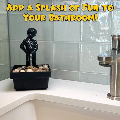 Funwares Peeing Boy Fountain من Island Dogs، نافورة مياه داخلية مصغرة - ضوء LED وأحجار نهر حقيقية - ديكور مكتب مضحك وهدايا هفوة - فكرة هدية جديدة مثيرة للاهتمام لديكور الشقة in Kuwait