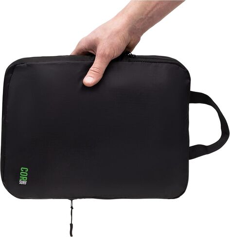 Compression Packing Cubes Travel Organizers plus Laundry or Shoe Bag with YKK Zippers (Black, 6 Piece) in Saudi Arabia