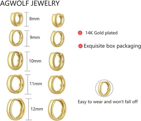 Small Gold/Silver Huggie Hoop Earrings Set for Women 14K Gold Plated Lightweight Earrings Huggie Earrings for Women Stud Earrings Fashion Set Gold Earrings Jewelry for Women in Saudi Arabia