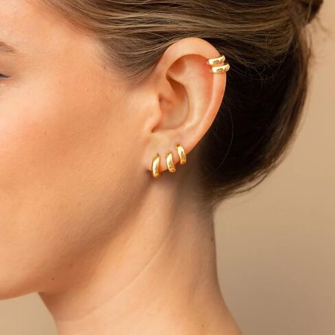 Small Gold/Silver Huggie Hoop Earrings Set for Women 14K Gold Plated Lightweight Earrings Huggie Earrings for Women Stud Earrings Fashion Set Gold Earrings Jewelry for Women in Saudi Arabia
