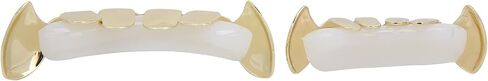 Plated Gold Grillz, Teeth Brace Decoration, Halloween Teeth with 2 Silicon Molding Bars Different 3 Colors Fake Teeth Brace for Halloween Parties/Hip Hop Fashion Shows/Music Concerts(Gold) in Saudi Arabia