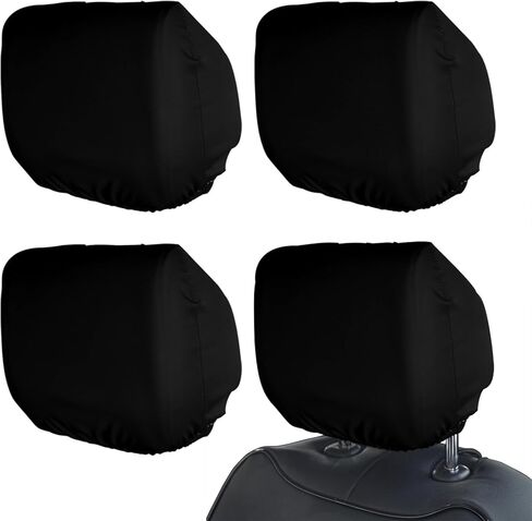 2 PCS Car Seat Headrest Cover, 9.84" x 11.02" Comfortable Car Head Rest Protector Dirt-Proof Headrest Cover Replacement, Protecting Decorative Accessories, for Cars, Vans, Trucks (Black) in Saudi Arabia