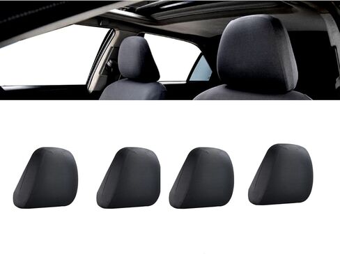 2 PCS Car Seat Headrest Cover, 9.84" x 11.02" Comfortable Car Head Rest Protector Dirt-Proof Headrest Cover Replacement, Protecting Decorative Accessories, for Cars, Vans, Trucks (Black) in Saudi Arabia