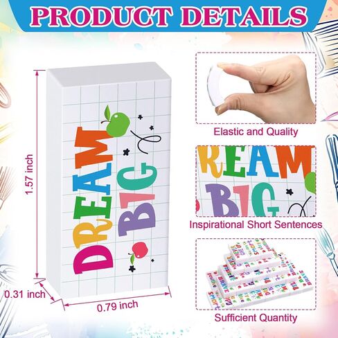 100 Pcs Inspirational Pencil Erasers Bulk for Kids Fun Motivational Eraser School Supplies Back to School Office Supplies for Classroom Office Teacher Artists (Lovely) in Kuwait