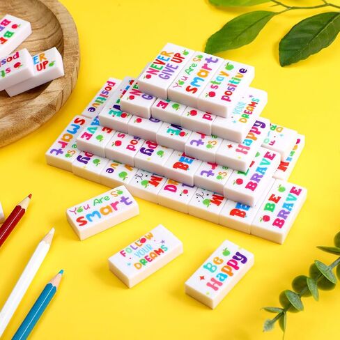 100 Pcs Inspirational Pencil Erasers Bulk for Kids Fun Motivational Eraser School Supplies Back to School Office Supplies for Classroom Office Teacher Artists (Lovely) in Kuwait