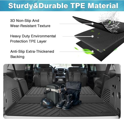 بطانة Mixsuper Cargo لسيارة شيفروليه تاهو 2015-2020، حصيرة صندوق السيارة لملحقات Chevy Tahoe بطانة حقيبة السيارة الخلفية باللون الأسود in Kuwait
