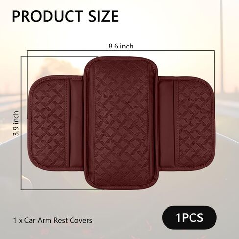 Car Armrest Cover with Pocket Organizer,Leather Middle Console Cover Distributes Elbow Stress,Upgraded Center Console Armrest Cover Increase Car Storage for Most Cars (Black) in Saudi Arabia