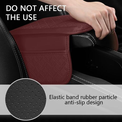 Car Armrest Cover with Pocket Organizer,Leather Middle Console Cover Distributes Elbow Stress,Upgraded Center Console Armrest Cover Increase Car Storage for Most Cars (Black) in Saudi Arabia